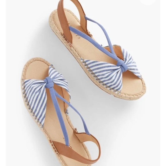 NEW Talbots Ilyssa Seersucker Espadrille in Blue and White size 9 - Picture 1 of 11